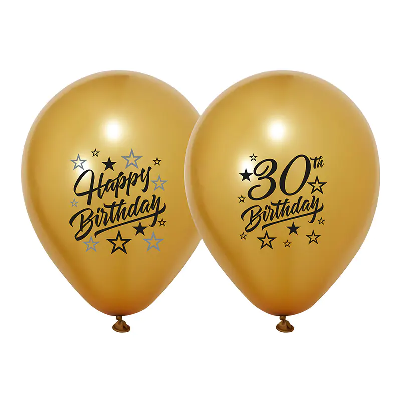 2+1 Golden Stars 30 Yaş Baskılı 12" Gold Balon (100'lük)